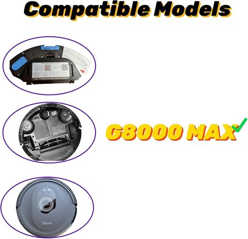 قطع غيار متوافقة مع Tikom G8000 MAX Tikom L8000 Pro (إصدارات 2025 سنة) ملحقات قطع غيار المكنسة الكهربائية الروبوتية، 1 فرشاة دوارة رئيسية، 4 فرش جانبية، 4 مرشحات هيبا، 3 وسادات ممسحة in Kuwait