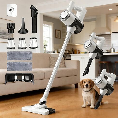 POMBEU Cordless Vacuum Cleaners for Home, Hardwood Floors Vacuum Mop All in One, Lightweight Stick Wireless Cleaner, Detachable Water Tank and Mop. Ideal for Hard Floor & Pet Hair, Mop & Vacuum Combo in Saudi Arabia