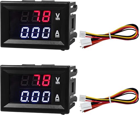 2 PCS 0.28 "مقياس الفولتميتر الرقمي ، DC 0-100V 10A 2 في 1 فولت أمبير متر مع الأسلاك المتصل ، لوحة جهد اختبار RED & Blue Dual Display لقارب Car Car Boat in Saudi Arabia
