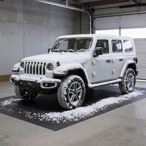 7.5 x 17 FT Garage Floor Mat, Thickened PVC Parking Mat, Anti-Slip Garage Floor Runner & Protector Mat Fits for SUVs, Compact SUV, Sports Car, Heavy Motorcycle, Golf Cart in Kuwait