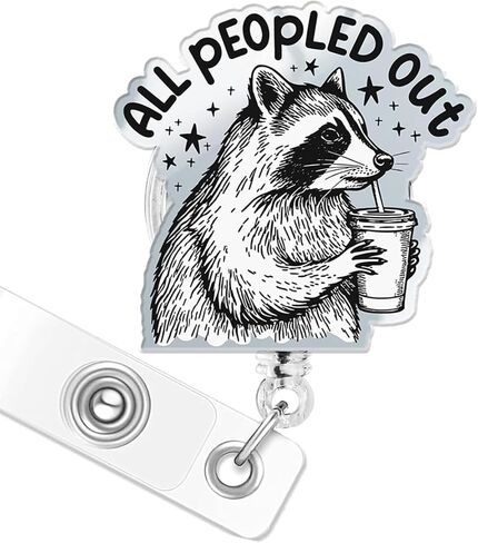 Funny Nurse Badge Reels Retractable Funny Raccoon Badge Holder for Nurse Nursing Accessories Clip for Student Teacher Healthcare RN, Raccoon Lover Gifts in Kuwait
