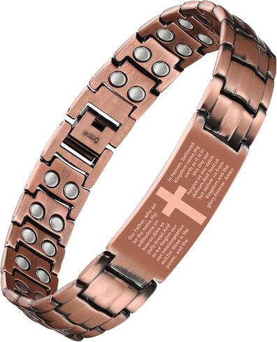 Feraco Copper Cross Bracelet for Men,Magnetic Therapy Bracelet with 46 Magnets - 99.99% Pure Copper in Saudi Arabia