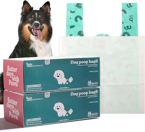 Pet Dog Poop Bags Flushable - Dog Waste Bags Double Layers Soft Degradable Pet Poop Pick-up Bag for Dogs, 50pcs in Saudi Arabia