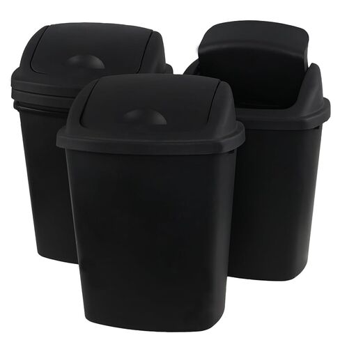 Idotry 4-Pack 6 Gallon Swing Top Waste Bin, Black Plastic Trash Can Garbage Bin with Lid for Bathroom, Office, Kitchen in Saudi Arabia