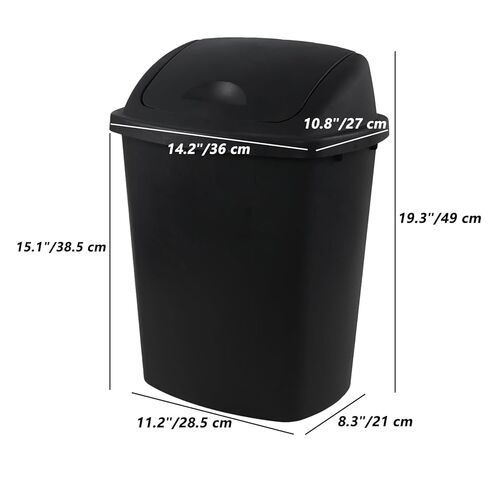 Idotry 4-Pack 6 Gallon Swing Top Waste Bin, Black Plastic Trash Can Garbage Bin with Lid for Bathroom, Office, Kitchen in Saudi Arabia