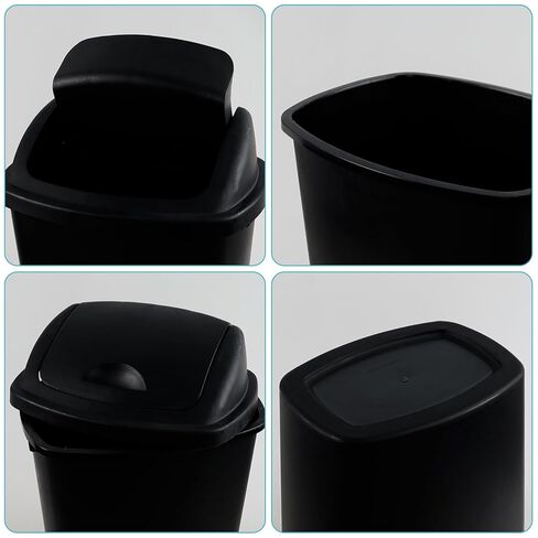 Idotry 4-Pack 6 Gallon Swing Top Waste Bin, Black Plastic Trash Can Garbage Bin with Lid for Bathroom, Office, Kitchen in Saudi Arabia