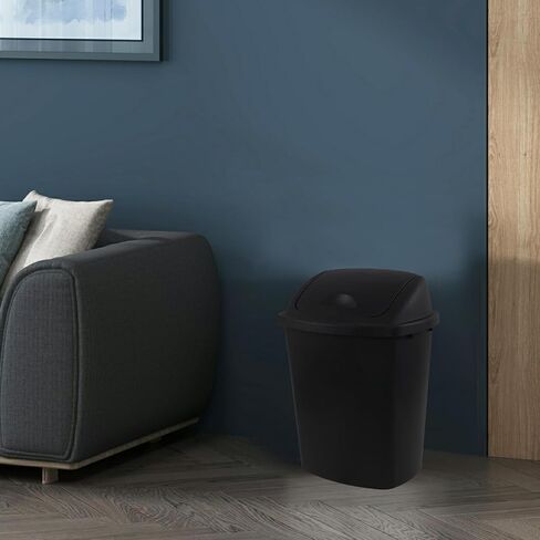 Idotry 4-Pack 6 Gallon Swing Top Waste Bin, Black Plastic Trash Can Garbage Bin with Lid for Bathroom, Office, Kitchen in Saudi Arabia