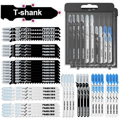 شفرات Jigsaw T-Shank مع حالة ، 20 ٪ شفرات بديلة متنوعة للخشب والبلاستيك والمعادن (T118AF ، T118BF ، T101AO ، T119BO ، T101B ، T101BR ، T111C ، T244D ، T144D) in Kuwait