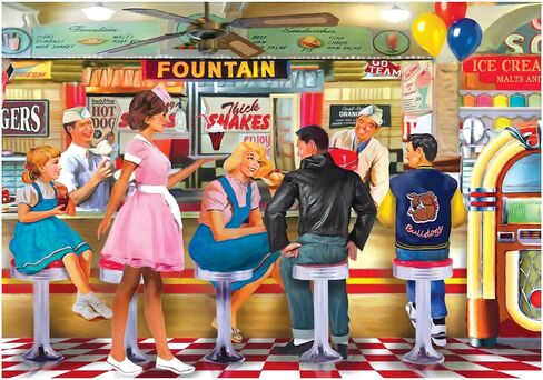 RoseArt - Back to The Past - Rollerskate Drive in Diner - 750 Piece Jigsaw Puzzle for Adults in Saudi Arabia
