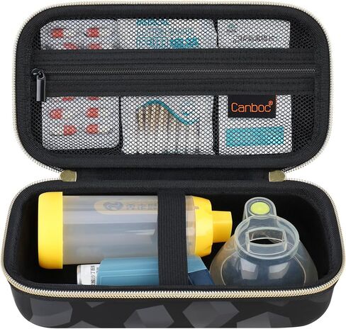 Canboc Carrying Case for Asthma Inhalers, Handheld Spacer for Kids and Adults, Face Masks, Space Chamber, Inhaler Spacer Case with Mesh Pocket fit Medicine and Other Essentials, Pink (Case Only) in Kuwait