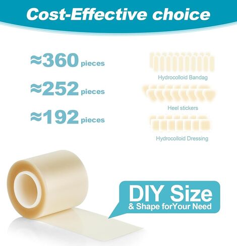 2Pcs Hydrocolloid Roll Medical Grade Bandages Tape - Pimple Patch Roll Acne Care Hydrocolloid Tape Large Wound Dressing - Waterproof Breathable Comfortable (2in x 10ft x 2Roll) in Saudi Arabia