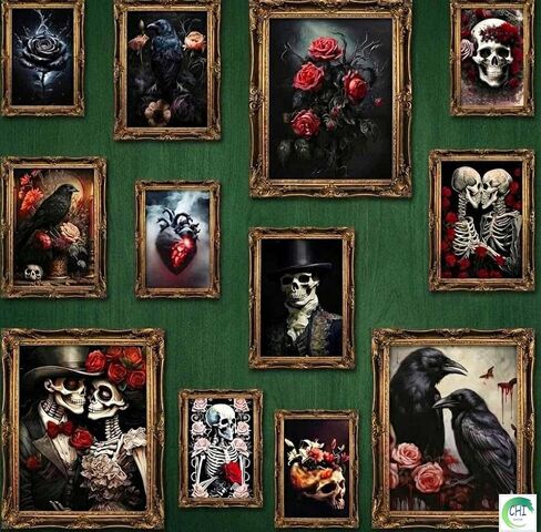 LANCHI95 12 PCS Dark Academia Decor, Dark Moody Decor Aesthetic Pictures, Victorian Gothic Wall Art Prints, Creepy Goth Posters Vintage Gothic Painting for Home Bedroom (UNFRAMED) in Saudi Arabia