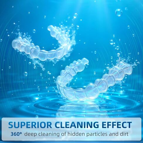 Ultrasonic Retainer Cleaner Machine 45KHz, 230ML Dentures Cleaner Machine with Tablets for Mouth Guards, Aligners, Braces & Jewelry in Saudi Arabia