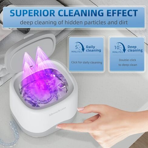 Ultrasonic Retainer Cleaner Machine 45KHz, 230ML Dentures Cleaner Machine with Tablets for Mouth Guards, Aligners, Braces & Jewelry in Saudi Arabia