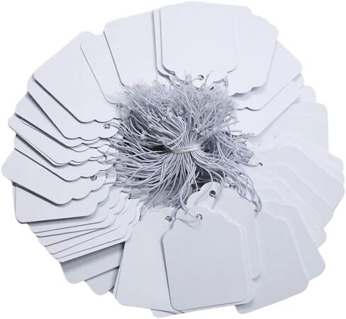 300 PCS 1x0.51 بوصة علامات سعر المجوهرات البيضاء مع سلسلة مرنة متصلة بالتجزئة هدية وبيع العلامة العلامة اليدوي عرض السعر Lables لتسعير قلادة وبضائع in Kuwait