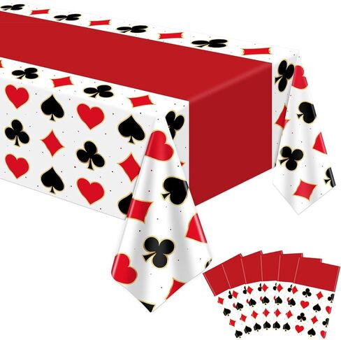 4PCS 51X86IN Casino Theme Party Tablecloths Poker Tablecloth Casino Night Birthday Party Table Cloth Poker Disposable Table Cover All-in-One Poker Mat for Game Birthday Playing Card Picnic Supplies in Saudi Arabia