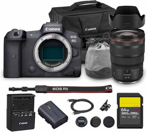 Canon EOS R5 Mirrorless Camera-45 ميجابكسل كاميرا RF كاملة الإطار مع فيديو 8K ، IBIS ، Pixel AF II و 20 إطارًا في الثانية (4147C002) in Saudi Arabia