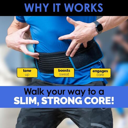 Joey Thurman's Walk Belt, Waist Trimmer for Men and Women Weight Loss for Walking Black with 3 Mini Resistance Bands and 21-Day Walking Challenge Plan in Saudi Arabia