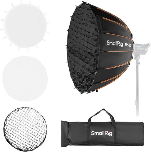 Smallrig FP -90 35.4 "Parabolic Softbox مع Mount Bowens لتصوير الاستوديو ، صندوق ناعم سريع الإصدار مع شبكة قرص العسل ، الناشرون ، لـ Smallrig RC 220 Pro ، لـ Neewer for Godox for Aputure - 5395 in Kuwait