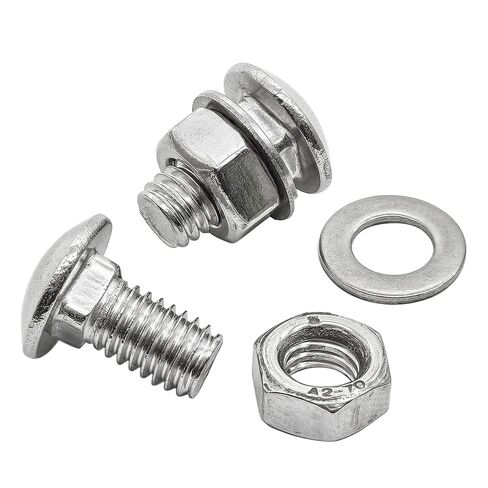 M6 x 16mm Carriage Bolts Kit,304 Stainless Steel Round Head Square Neck Carriage Bolts with Hex Nuts and Flat Washers,Full Thread,Silver(20Sets) in Saudi Arabia