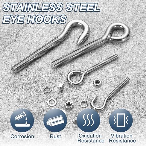 PATIKIL 2 Pcs M5 Hook Bolt, 2.3 Inch Stainless Steel Lifting Shoulder Eye Bolts with Double Nuts and Flat Washer Spring Washer for Indoor Outdoor in Saudi Arabia