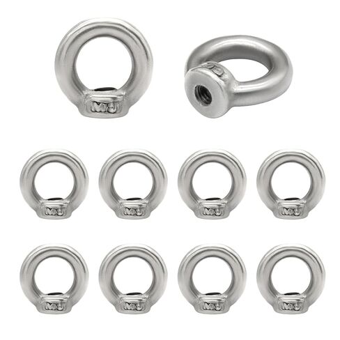 ZOCCVI 10 قطع M8 من الفولاذ المقاوم للصدأ صامولة رفع العين، مسمار تثبيت على شكل حلقة صواميل ملولبة، قفل أنثى للمنفذ البحري/البناء/الهندسة/التثبيت in Kuwait