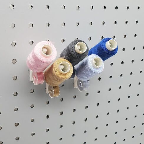 'Just Hanging Pegboards' 1/4" Pegboard Angled Thread-Bobbin Storage Hook, Compatible with 1/4" Pegboards. Sewing Organization, Craft Room Display (20, Matte White) in Saudi Arabia
