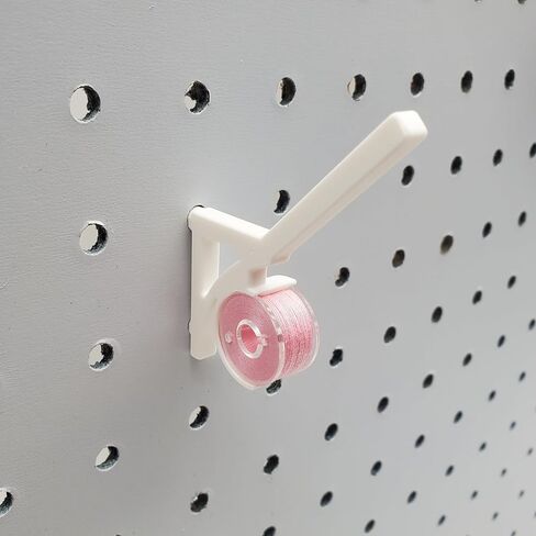 'Just Hanging Pegboards' 1/4" Pegboard Angled Thread-Bobbin Storage Hook, Compatible with 1/4" Pegboards. Sewing Organization, Craft Room Display (20, Matte White) in Saudi Arabia