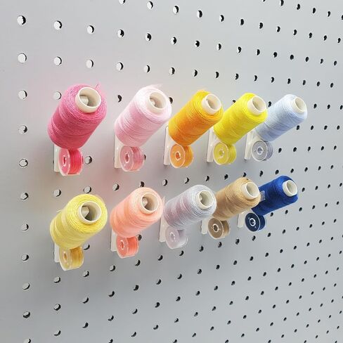 'Just Hanging Pegboards' 1/4" Pegboard Angled Thread-Bobbin Storage Hook, Compatible with 1/4" Pegboards. Sewing Organization, Craft Room Display (20, Matte White) in Saudi Arabia