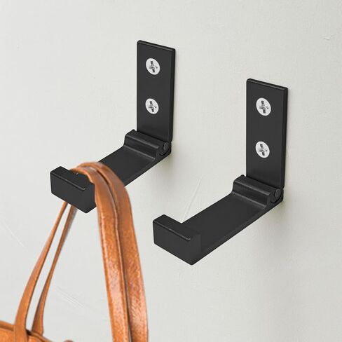 Foldable Wall Hooks, Black, Retractable Hangers for Home Storage, 2 Pack, Invisible Design for Entryway, Bathroom, Kitchen, Bedroom Organization in Saudi Arabia