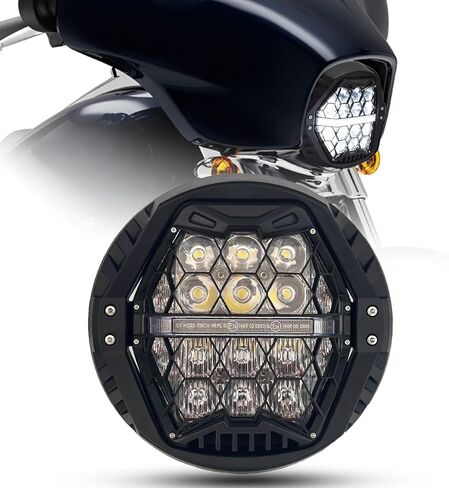 120W 7'' Motorcycles LED Headlight With Amber DRL Hi/Lo Beam Headlamp for Harley Davidson Touring Street Glide 2014-2023 Road King Road Glide Electra Glide Street Glide Ultra Limited [Plug And Play] in Saudi Arabia