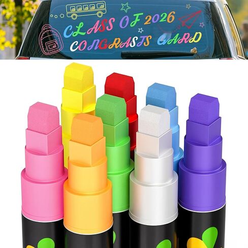 8 Pcs Graduation Car Decorations Window Markers 8 Colors Car Window Paint Pens Dry Erase Liquid Chalk Markers Glass Washable Crayons for 2025 Graduation in Saudi Arabia