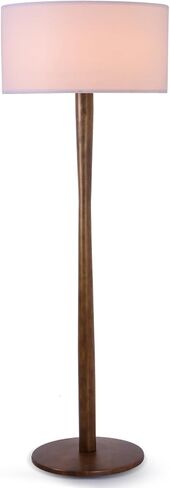 62" Tall Rustic Wood Floor Lamp for Living Room, Farmhouse Floor Lamps with Linen Shade for Reading, UL Listed Stand Lamps with Wood Base for Bedroom, Corner, Office, White in Saudi Arabia