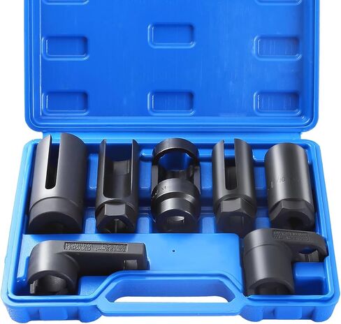 7PCS Oxygen Sensor Socket, Universal O2 Sensor Removal & Installation Tool Kit with 22mm, 27mm, 29mm Sockets for All Vehicles, Automotive O2 Oxygen Sensor Socket Offset Wrench Remover Tool in Saudi Arabia