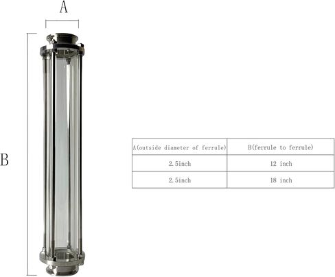 زجاج رؤية طويل القامة بمشبك ثلاثي 2 بوصة بطول 12 بوصة/طول 18 بوصة (طول 12 بوصة) in Kuwait