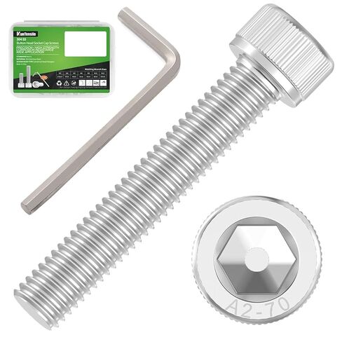 200 قطعة M3x10mm مسامير رأس المقبس السداسية - 304 مسامير آلة مترية من الفولاذ المقاوم للصدأ مع مفتاح ربط سداسي DIN912 in Kuwait