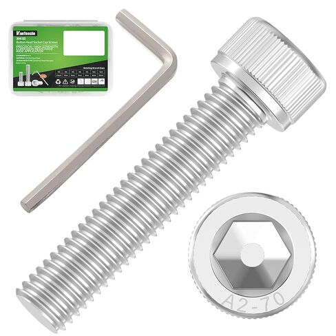 200 قطعة M3x10mm مسامير رأس المقبس السداسية - 304 مسامير آلة مترية من الفولاذ المقاوم للصدأ مع مفتاح ربط سداسي DIN912 in Kuwait
