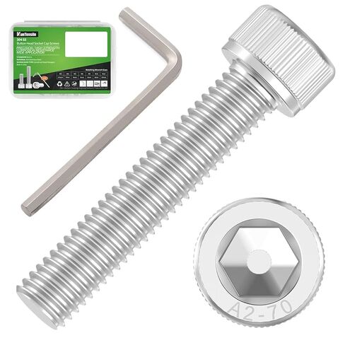 200 قطعة M3x10mm مسامير رأس المقبس السداسية - 304 مسامير آلة مترية من الفولاذ المقاوم للصدأ مع مفتاح ربط سداسي DIN912 in Kuwait