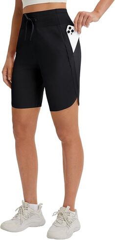 baleaf Women's 9" Bermuda Long Shorts with Pockets Quick Dry Athletic Knee Length Shorts High Waisted Running UPF 50+ in Saudi Arabia