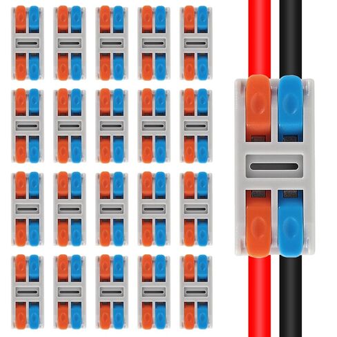 20Pcs Quick Connect Electrical Splicing Mini Wire Connectors Kit Lever Wire Connectors Compact Butt Splice Inline Terminals AWG 24-12 2 in 2 Out Insulated Terminal for Home Terminal Block Connector in Saudi Arabia