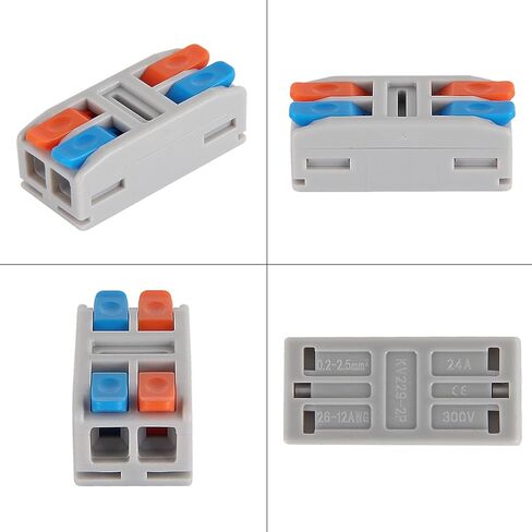 20Pcs Quick Connect Electrical Splicing Mini Wire Connectors Kit Lever Wire Connectors Compact Butt Splice Inline Terminals AWG 24-12 2 in 2 Out Insulated Terminal for Home Terminal Block Connector in Saudi Arabia