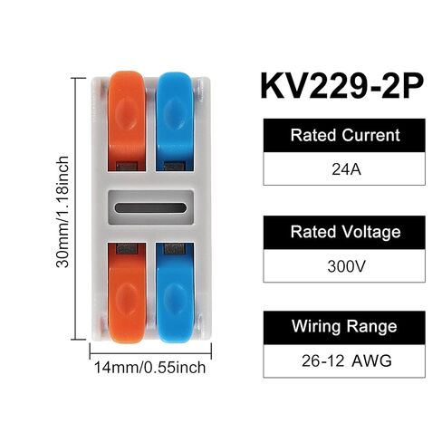 20Pcs Quick Connect Electrical Splicing Mini Wire Connectors Kit Lever Wire Connectors Compact Butt Splice Inline Terminals AWG 24-12 2 in 2 Out Insulated Terminal for Home Terminal Block Connector in Saudi Arabia