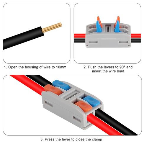20Pcs Quick Connect Electrical Splicing Mini Wire Connectors Kit Lever Wire Connectors Compact Butt Splice Inline Terminals AWG 24-12 2 in 2 Out Insulated Terminal for Home Terminal Block Connector in Saudi Arabia