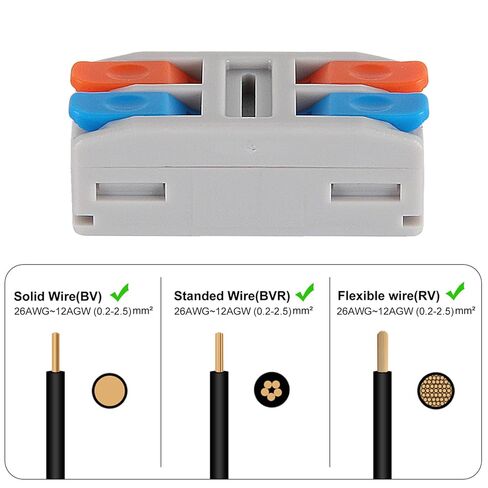 20Pcs Quick Connect Electrical Splicing Mini Wire Connectors Kit Lever Wire Connectors Compact Butt Splice Inline Terminals AWG 24-12 2 in 2 Out Insulated Terminal for Home Terminal Block Connector in Saudi Arabia