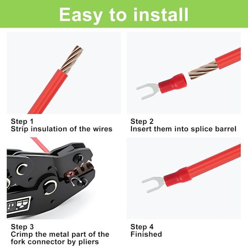 AKVIBG 245 Pcs Insulated Fork Terminal Connectors Set, U-Type Crimp Connectors Wire Forks 22-16/16-14/12-10 AWG, #8 Fork Spade Connectors for Electrical Wiring/DIY Enthusiasts in Saudi Arabia