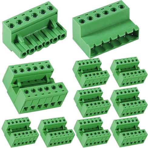HaoDuoQian 6Pin 5.08mm Pitch DIY PCB Mount Screw، 10 قطع 6 دبابيس موصل كتلة طرفية من نوع Phoenix و10 قطع 6 دبابيس Phoenix Plug (10 أزواج) in Kuwait
