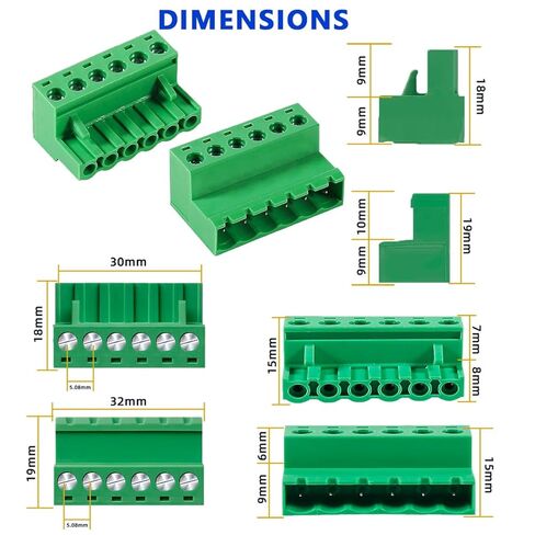 HaoDuoQian 6Pin 5.08mm Pitch DIY PCB Mount Screw، 10 قطع 6 دبابيس موصل كتلة طرفية من نوع Phoenix و10 قطع 6 دبابيس Phoenix Plug (10 أزواج) in Kuwait