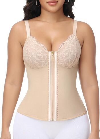 SHAPSHE Waist Trainer for Women Postpartum Cincher Hourglass Tummy Control Body Shaper Workout Corset Shapewear in built Bra Black in Saudi Arabia