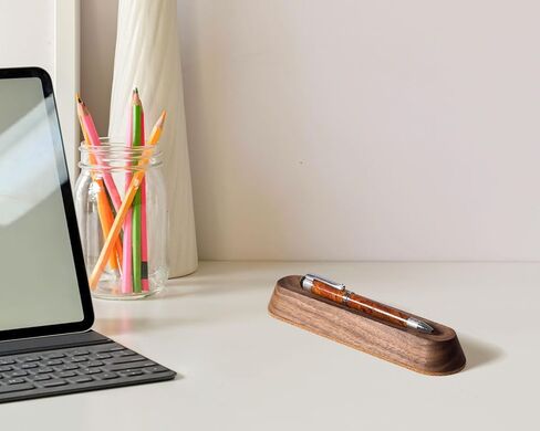 Wood Pen Tray, Wooden Pen Holder, Minimalist Pen Rest, Wooden Desk Organizer Tray (WALNUT) in Saudi Arabia