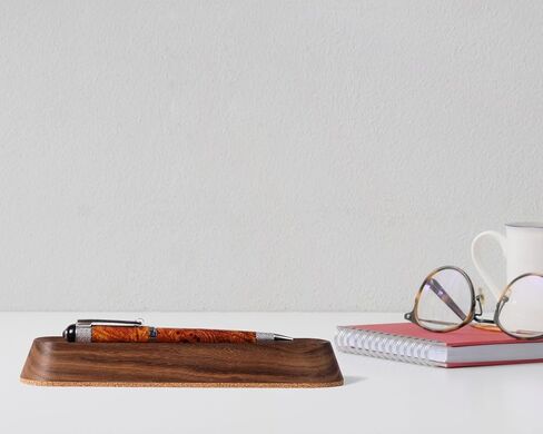Wood Pen Tray, Wooden Pen Holder, Minimalist Pen Rest, Wooden Desk Organizer Tray (WALNUT) in Saudi Arabia